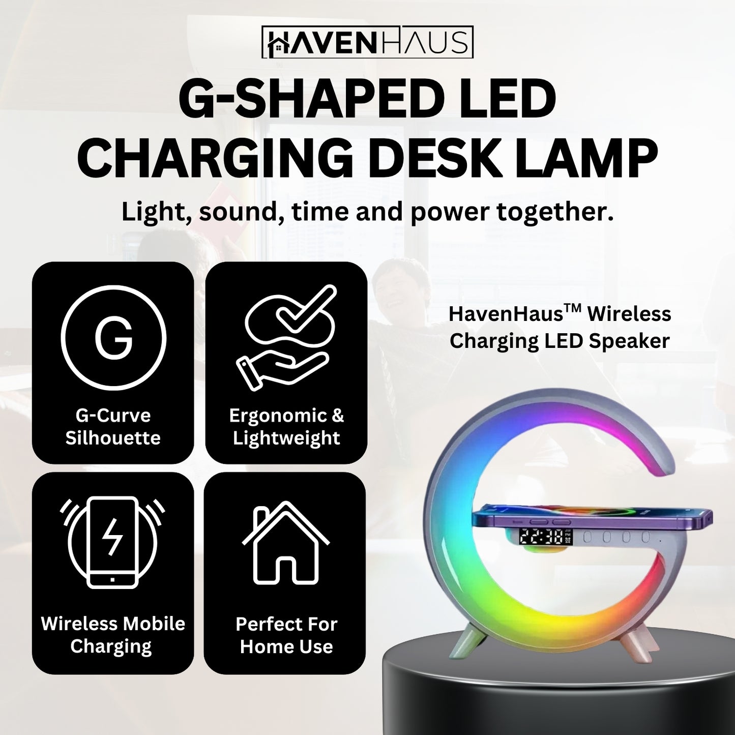 HavenHaus™ Wireless Charging LED Speaker