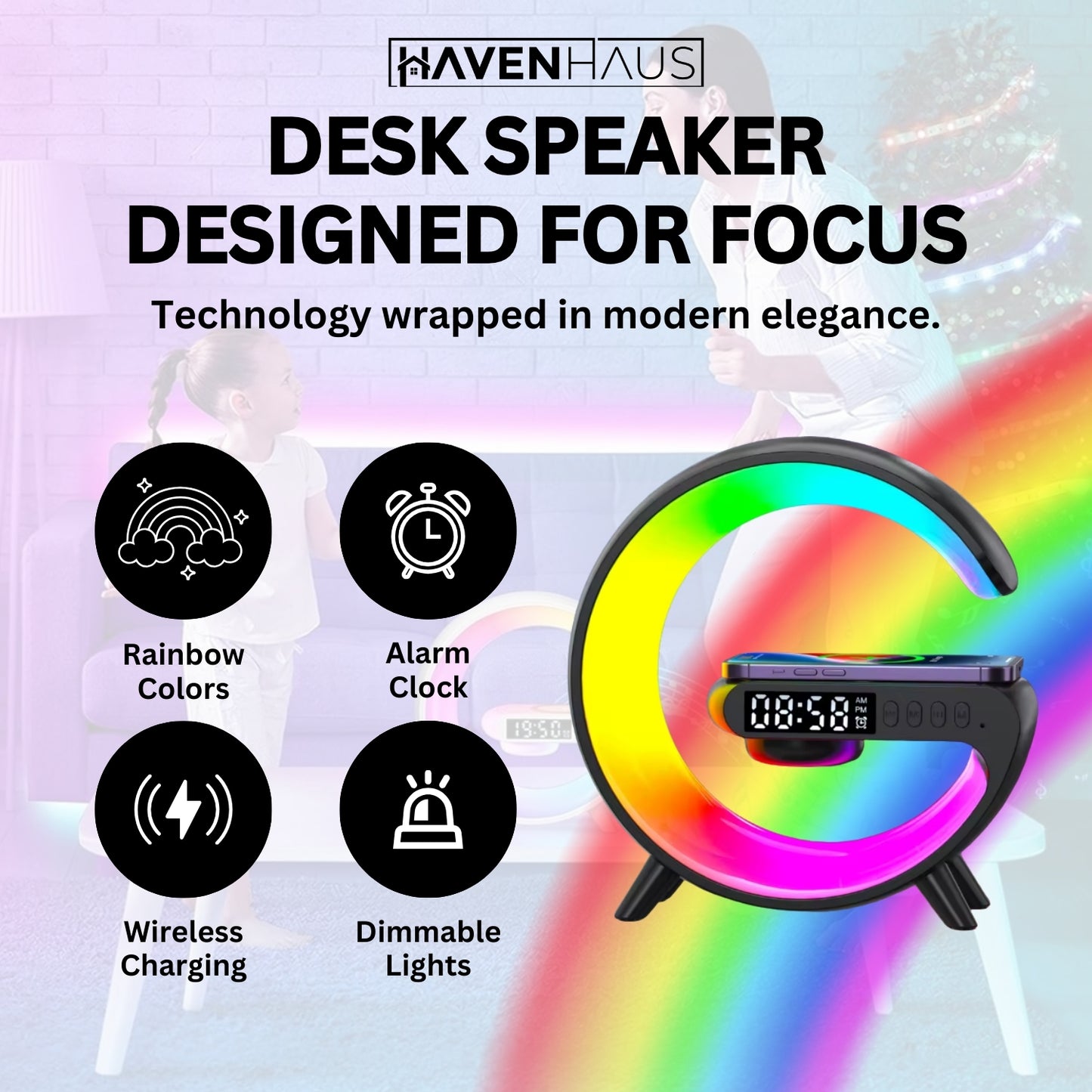 HavenHaus™ Wireless Charging LED Speaker
